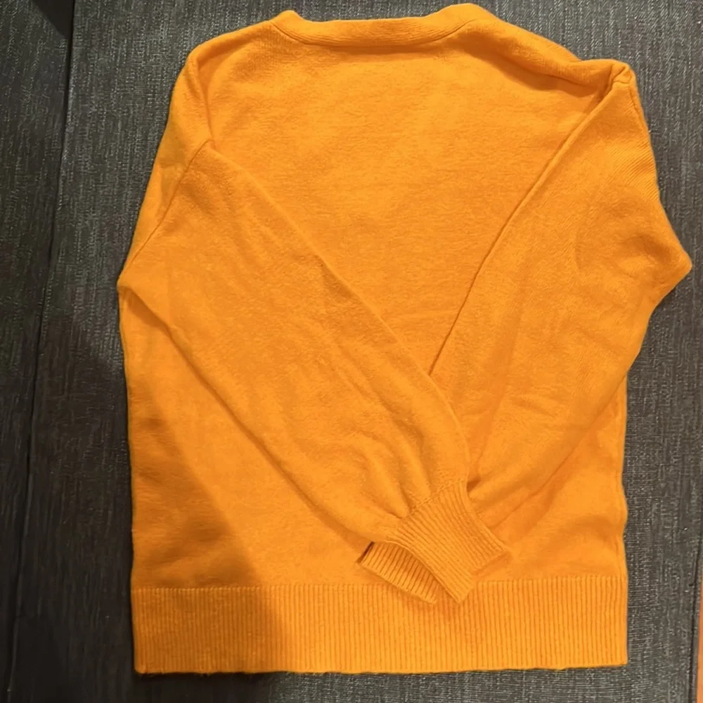LOFT Marigold Mustard Yellow Super Soft Plush Button V Neckline Sweater